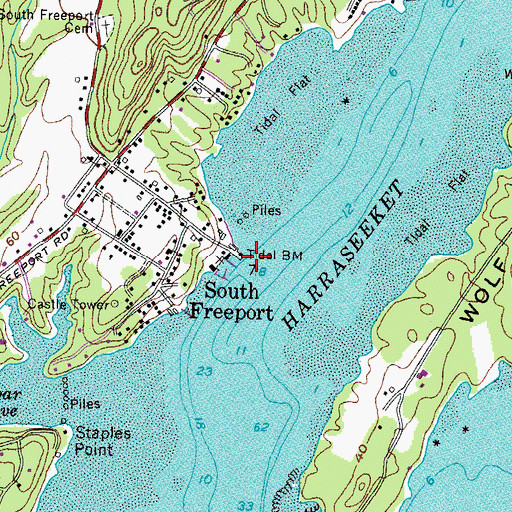 Topographic Map of Brewers South Freeport Marine, ME