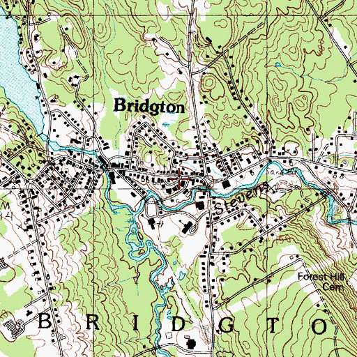 Topographic Map of Bridgton Historical Society Museum, ME