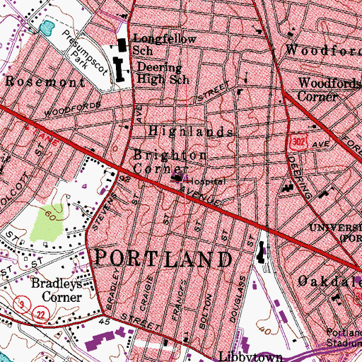 Topographic Map of Bridgton Medical Center, ME
