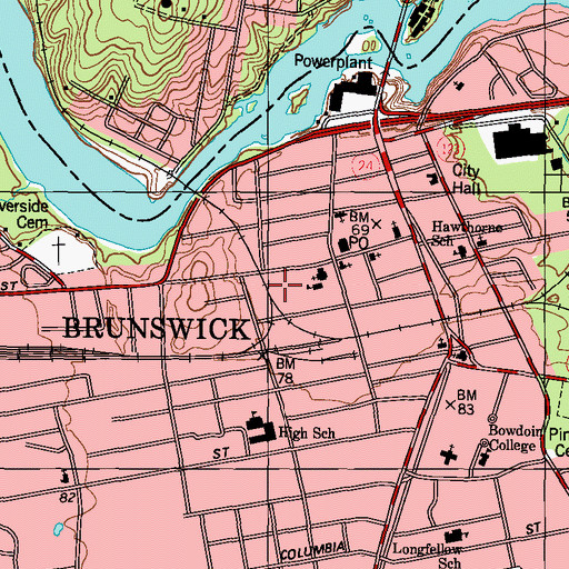 Topographic Map of Brunswick Chamber of Commerce, ME