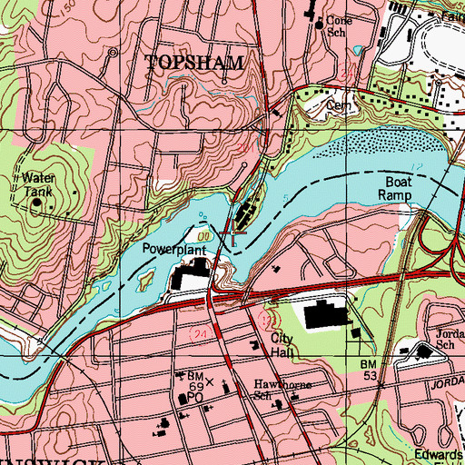 Topographic Map of Brunswick-Topsham Bridge, ME