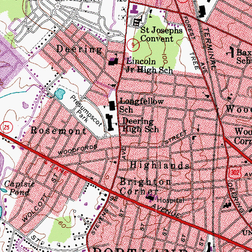 Topographic Map of Portland Public Library Burbank Branch, ME