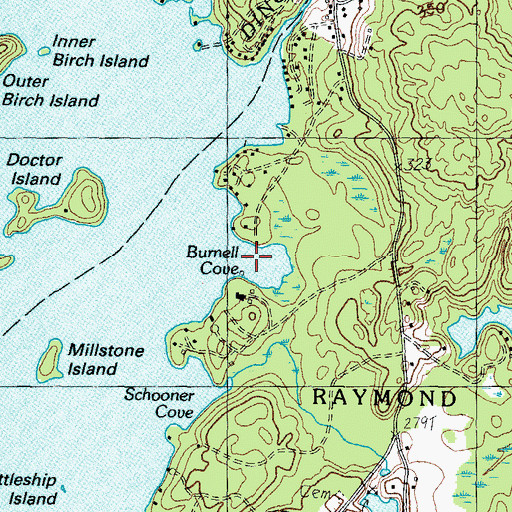 Topographic Map of Burnell Cove, ME