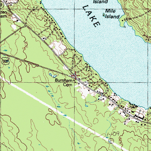 Topographic Map of Burnham Cemetery, ME