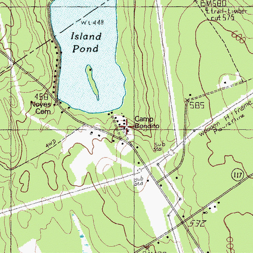 Topographic Map of Camp Bendito, ME