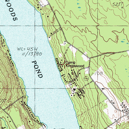 Topographic Map of Camp Kingswood, ME