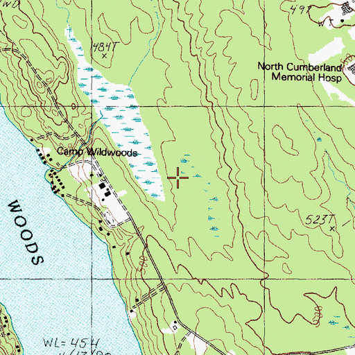 Topographic Map of Camp Wildwoods, ME