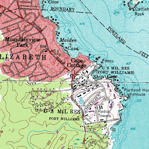 Topographic Map of Cape Cottage Post Office, ME