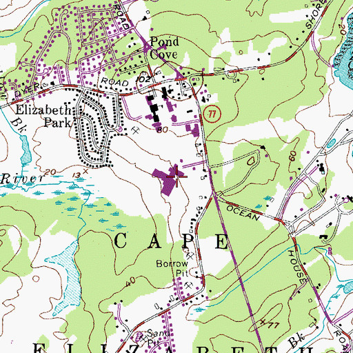 Topographic Map of Cape Elizabeth High School, ME
