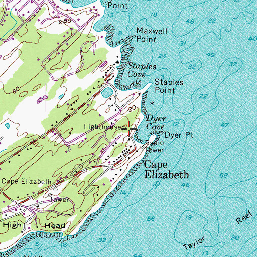 Topographic Map of Cape Elizabeth Light, ME