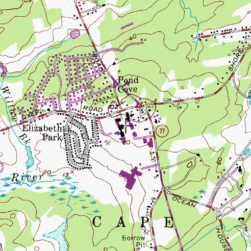 Topographic Map of Cape Elizabeth Middle School, ME