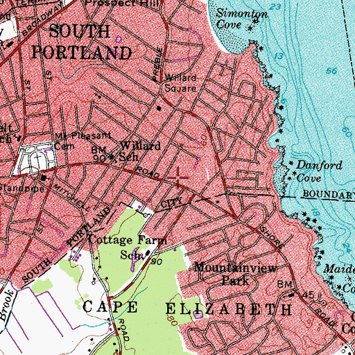 Topographic Map of Cape Shore Assembly of God Church, ME