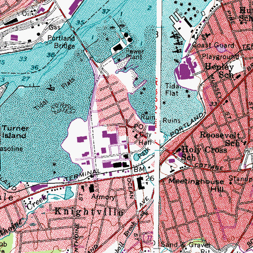 Topographic Map of Casco Bay Montessori School, ME