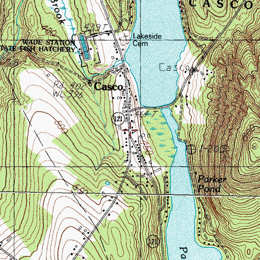 Topographic Map of Casco Post Office, ME