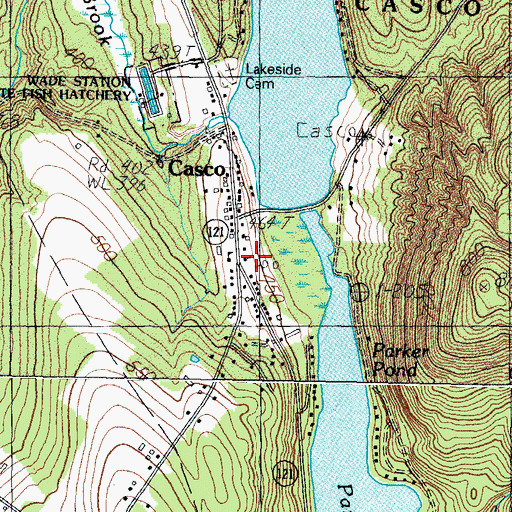 Topographic Map of Casco Village Church, ME