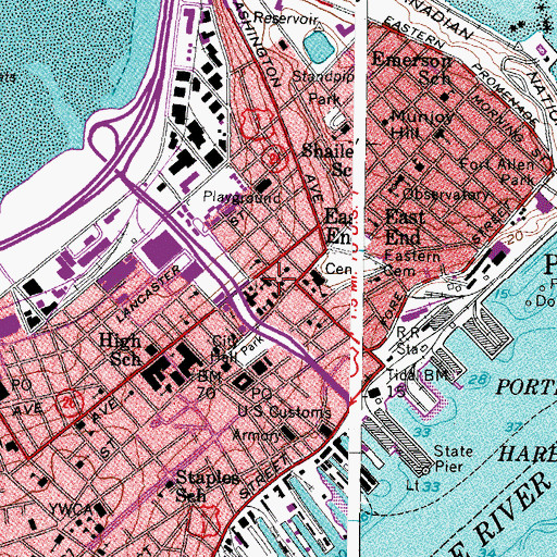 Topographic Map of Cathedral School (historical), ME