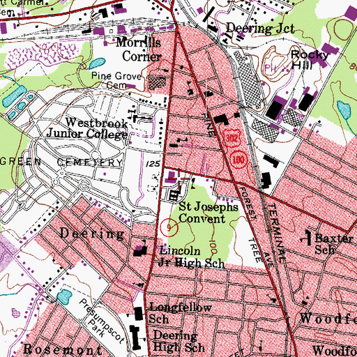 Topographic Map of Catherine McAuley High School, ME