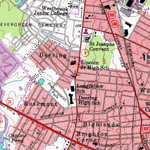 Topographic Map of Central Square Baptist Church, ME