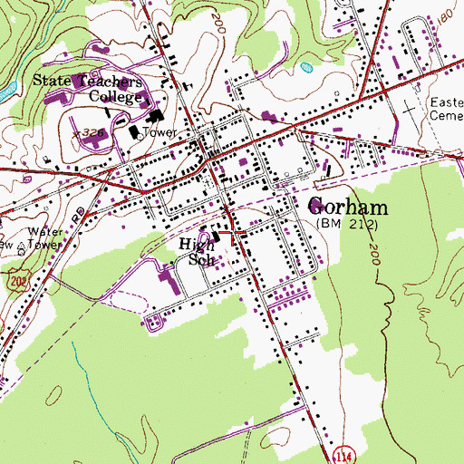 Topographic Map of Charles Shaw Junior High School, ME