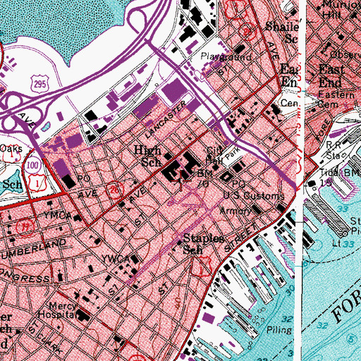 Topographic Map of Chestnut Street United Methodist Church, ME