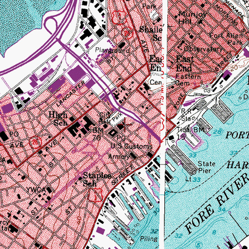 Topographic Map of Nathan and Henry B Cleaves Law Library, ME