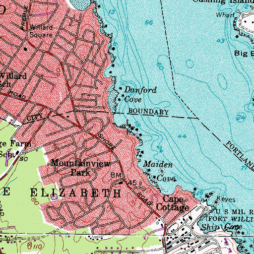 Topographic Map of Cliff House Beach, ME