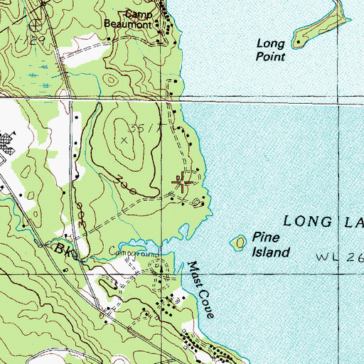 Topographic Map of Colonial Mast Campground, ME