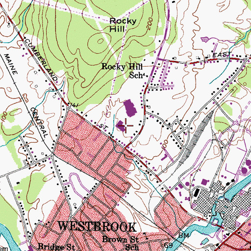 Topographic Map of Congin School, ME