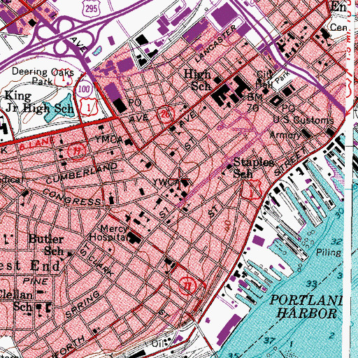 Topographic Map of Congress Square, ME