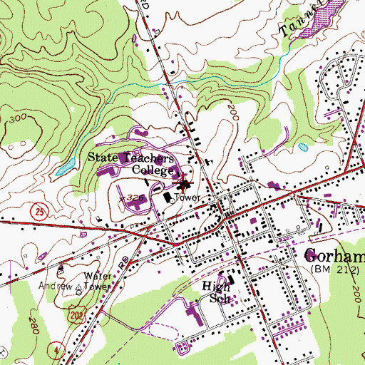 Topographic Map of Corthell Hall, ME