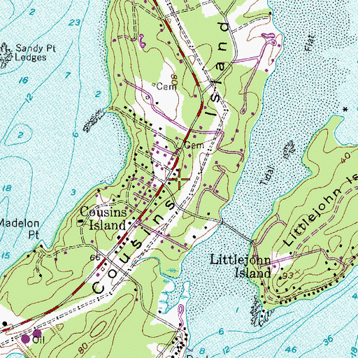 Topographic Map of Cousins Island Chapel, ME