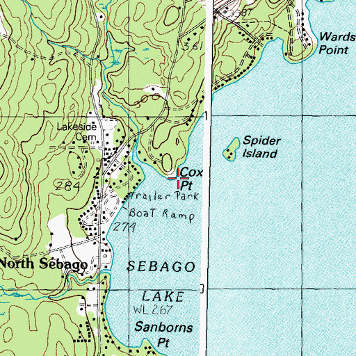 Topographic Map of Cox Point, ME