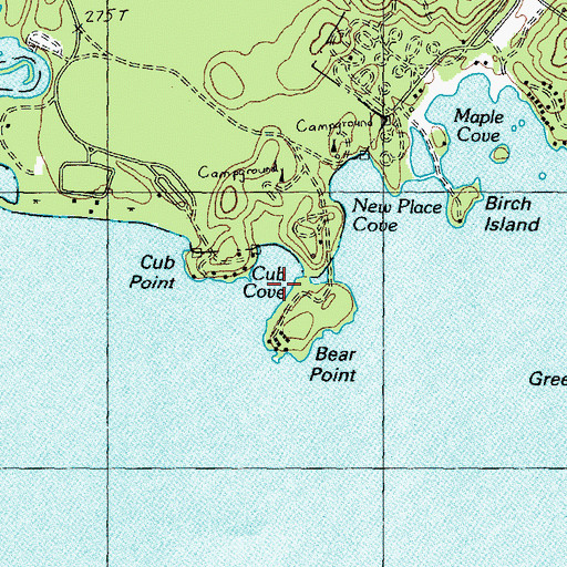 Topographic Map of Cub Cove, ME