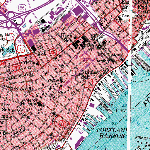 Topographic Map of Cumberland County Civic Center, ME