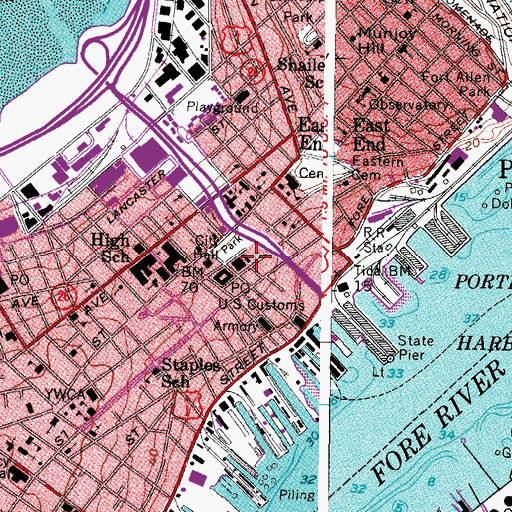 Topographic Map of Cumberland County Courthouse, ME