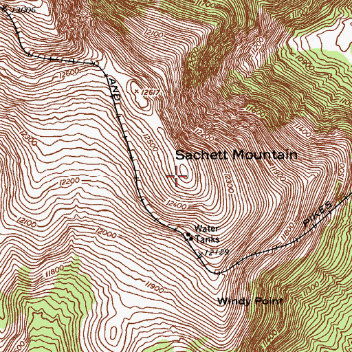 Topographic Map of Sachett Mountain, CO