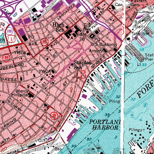 Topographic Map of Danforth Gallery, ME
