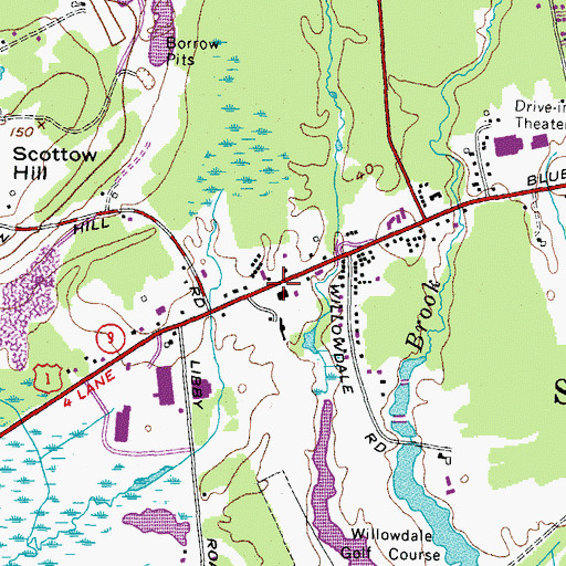 Topographic Map of Danish Village (historical), ME