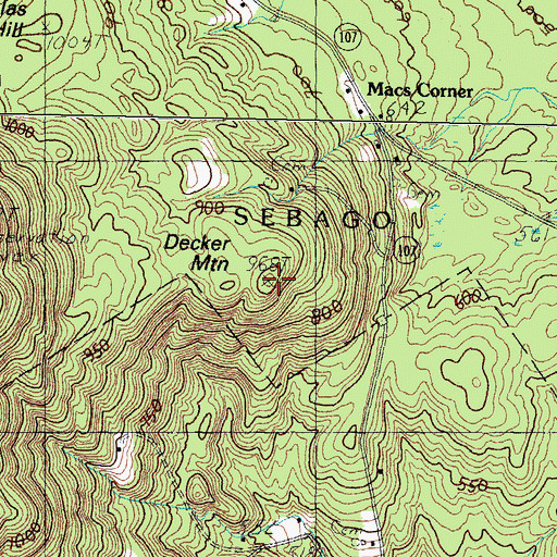 Topographic Map of Decker Mountain, ME