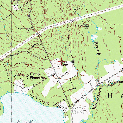 Topographic Map of Deer Hill Cemetery, ME