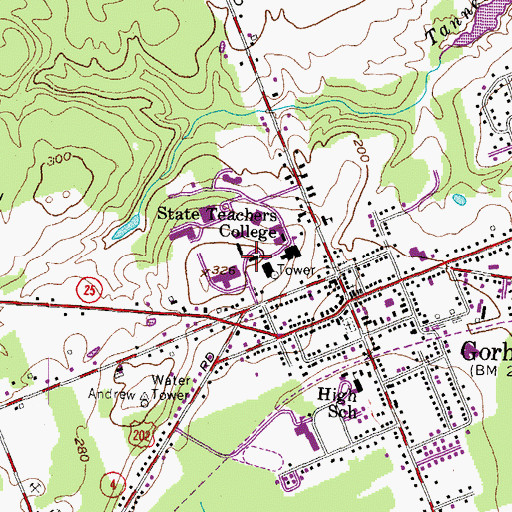 Topographic Map of Dickey Wood Hall, ME
