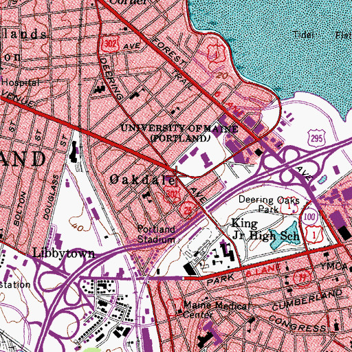 Topographic Map of University of Maine School of Law Garbrecht Law Library, ME