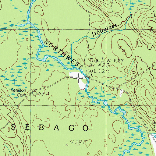 Topographic Map of Douglass Brook, ME