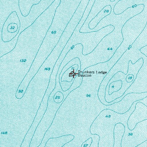 Topographic Map of Drunker Ledge, ME