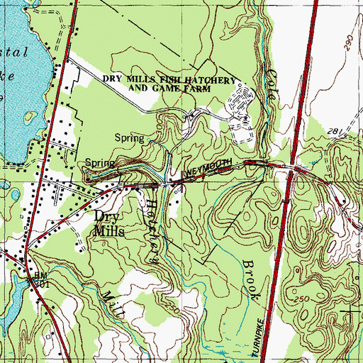 Topographic Map of Dry Mills Fish Hatchery and Game Farm, ME