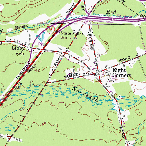 Topographic Map of Eight Corners Elementary School, ME