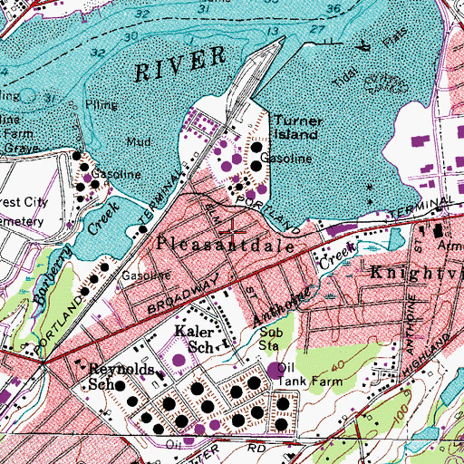 Topographic Map of Elm Street United Methodist Church, ME