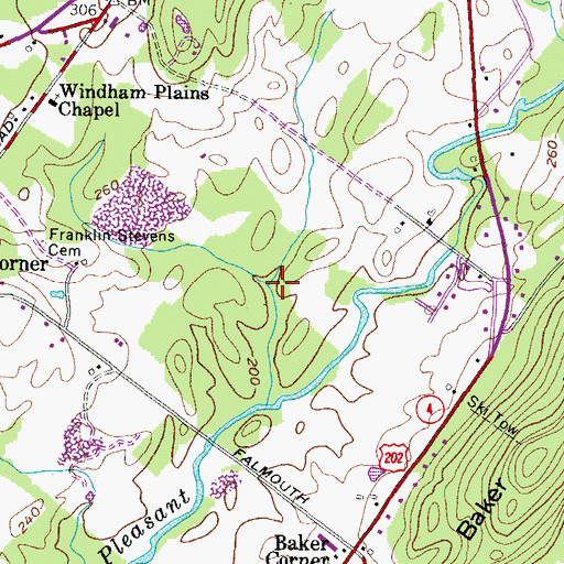 Topographic Map of Elmer Brook, ME