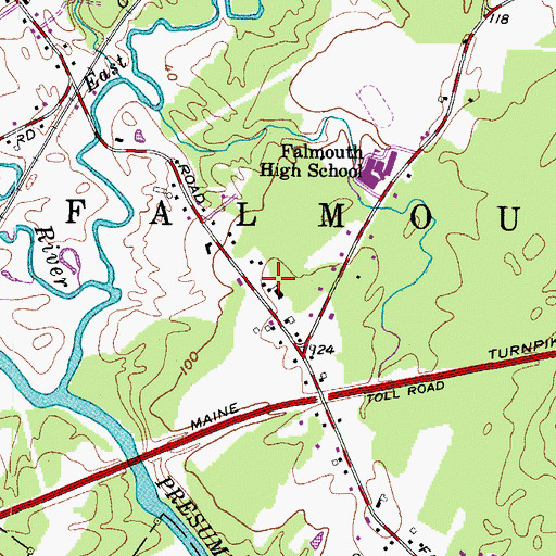 Topographic Map of Falmouth Congregational Church, ME