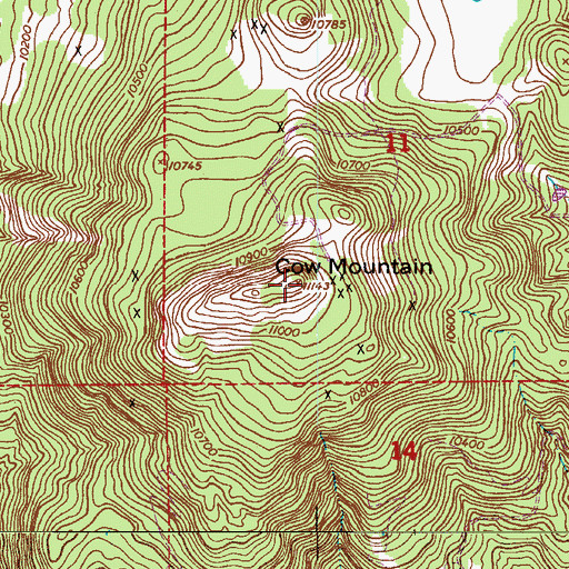 Topographic Map of Cow Mountain, CO